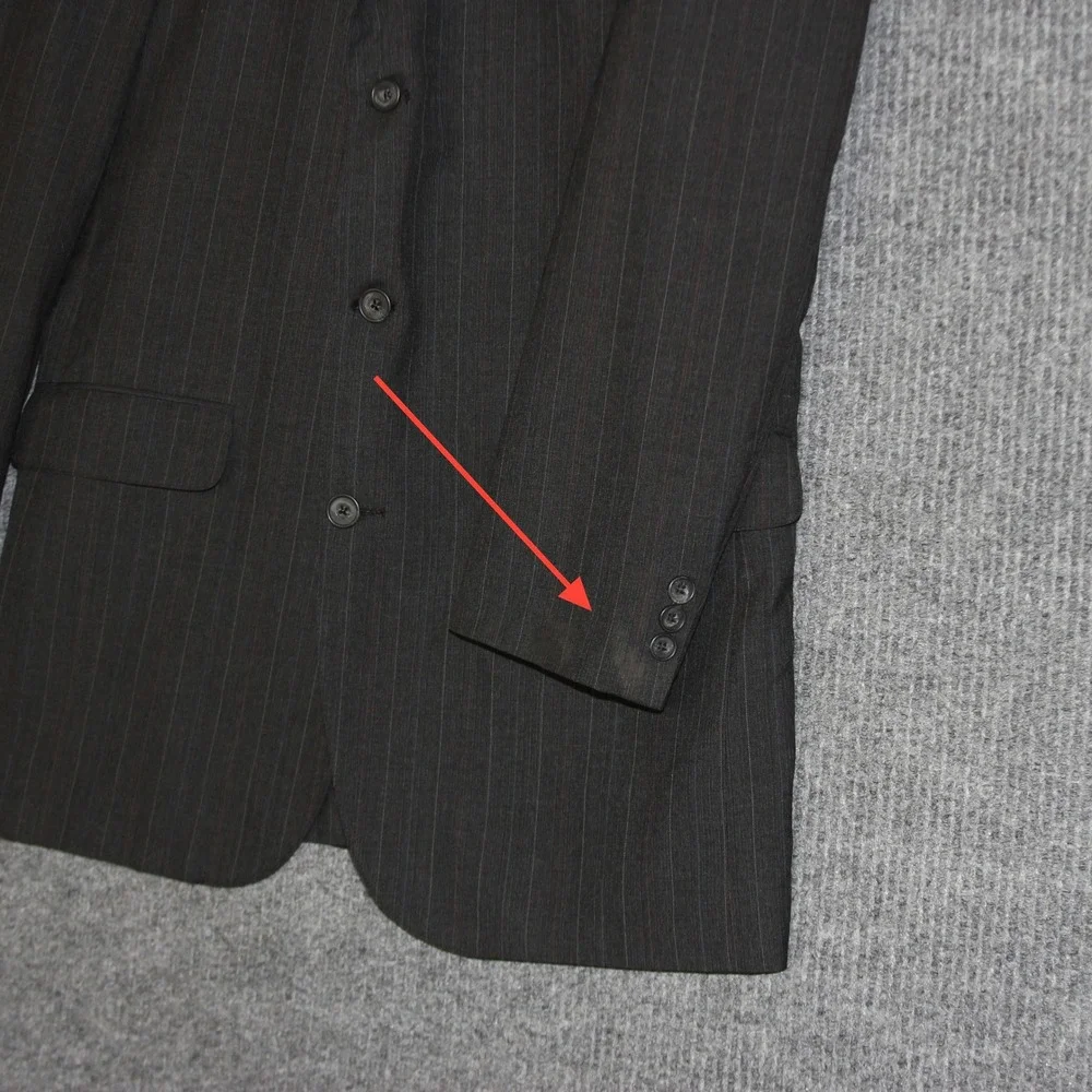Corbin Huntington Mens Size 46R Charcoal Pinstripe Blazer Suit Wool